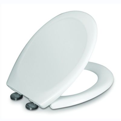 Couverture de siège de toilette en plastique blanc de forme carrée avec dégagement rapide et fermeture par coussin