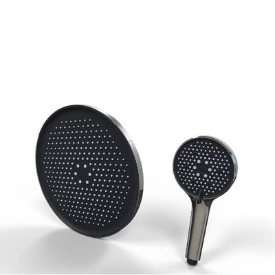 Salle de bains réglable 3 modes Tête de douche à cascade à main avec support en plastique noir et blanc
