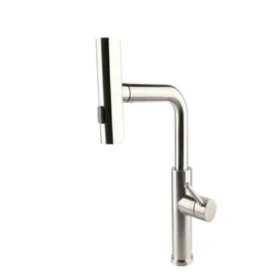 Crane de mélangeur d'évier de salle de bain en argent avec une seule poignée montée sur le pont et une cascade à 3 voies