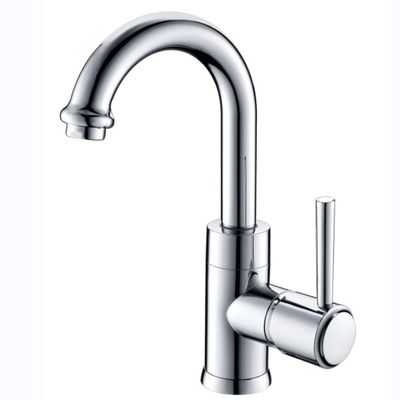 Faucon à bassin à main unique en chrome avec bobine en terre cuite et mélangeur d'eau chaude froide