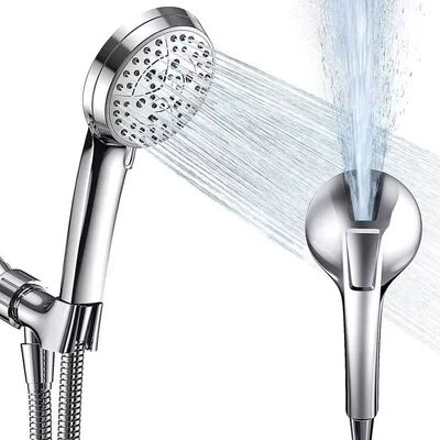 Pommeau de douche à main haute pression avec 9 réglages de pulvérisation, tuyau flexible de 69 pouces avec support réglable, finition en nickel brossé