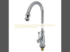 Design moderne Zinc alliage tirer vers le bas argent évier robinet de cuisine mélangeur robinet d'eau chaude froide